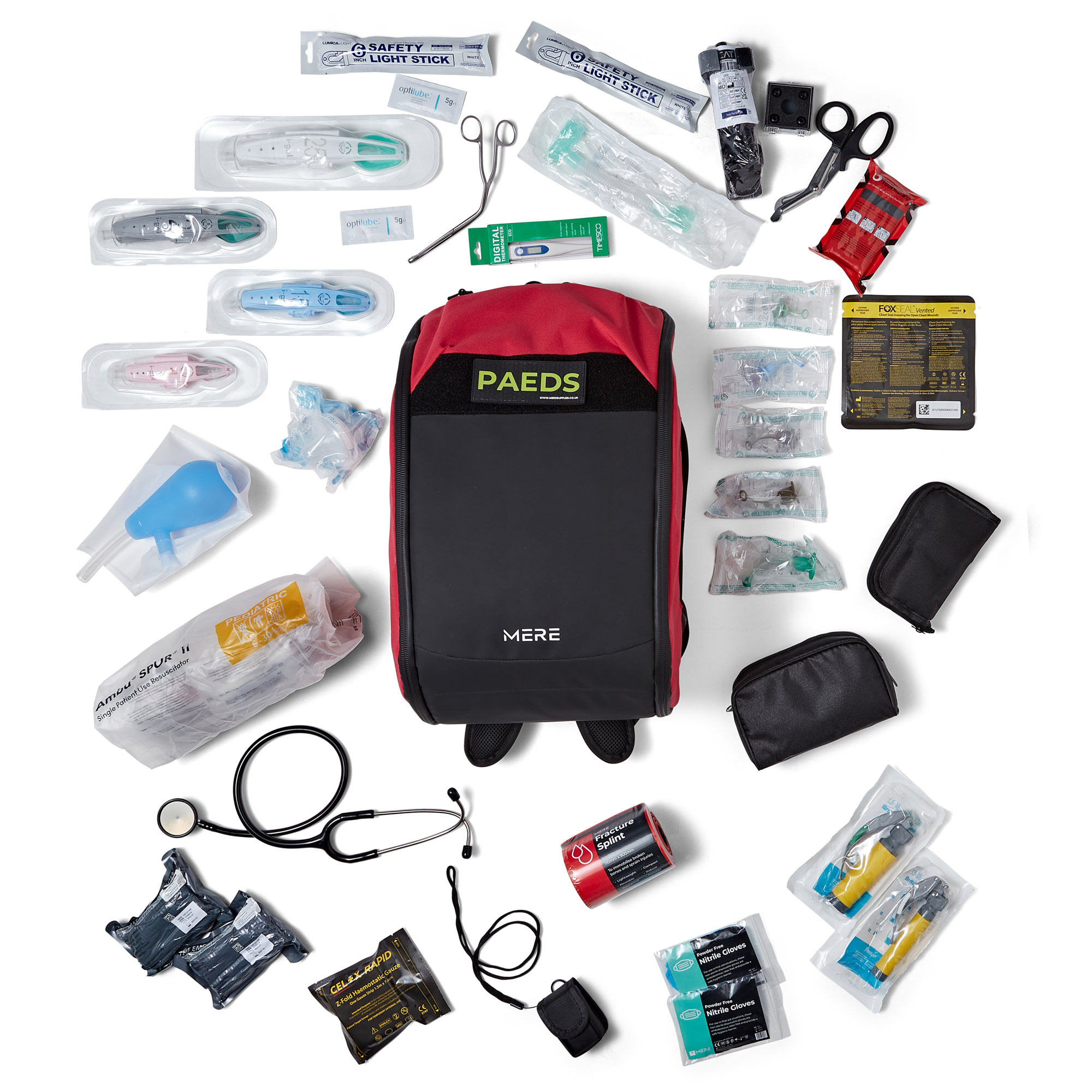 Paediatric Response Bag organised sections